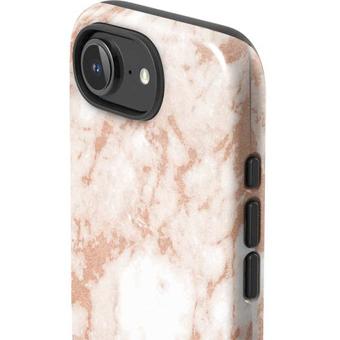 White Rose Gold Marble iPhone 16e Impact Case