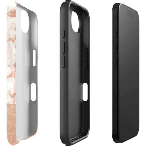 White Rose Gold Marble iPhone 16e Impact Case