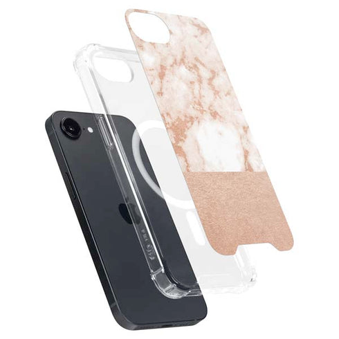 White Rose Gold Marble iPhone 16e MagSafe Case