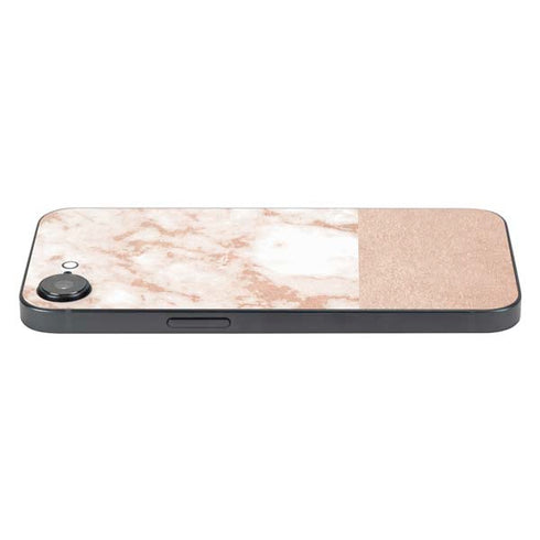 White Rose Gold Marble iPhone 16e Skin