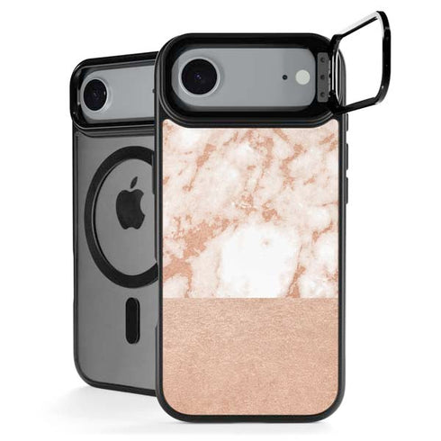 White Rose Gold Marble iPhone 17 Air Kickstand Case