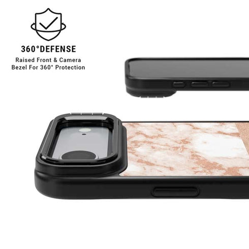 White Rose Gold Marble iPhone 17 Air Kickstand Case