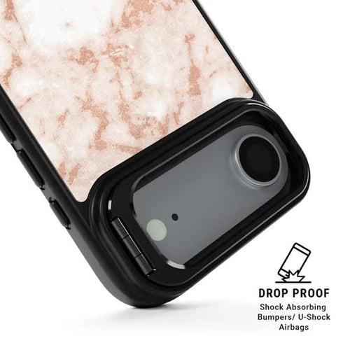White Rose Gold Marble iPhone 17 Air Kickstand Case