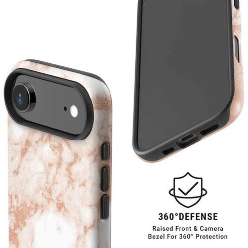White Rose Gold Marble iPhone 17 Air Magsafe Impact Case