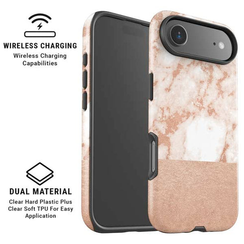 White Rose Gold Marble iPhone 17 Air Magsafe Impact Case