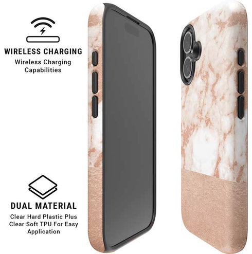 White Rose Gold Marble iPhone 17 Magsafe Impact Case