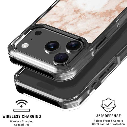 White Rose Gold Marble iPhone 17 Pro Clear Case