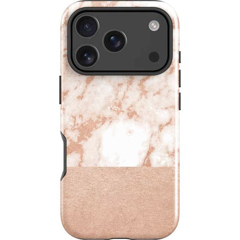 White Rose Gold Marble iPhone 17 Pro Impact Case
