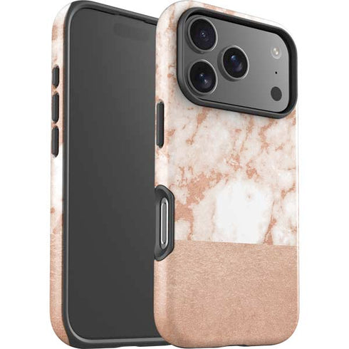 White Rose Gold Marble iPhone 17 Pro Impact Case