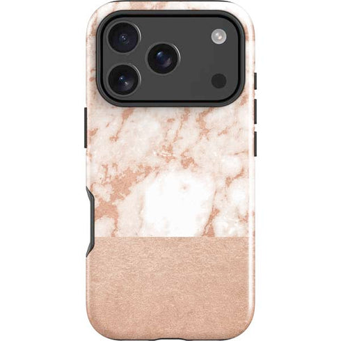 White Rose Gold Marble iPhone 17 Pro Max Impact Case
