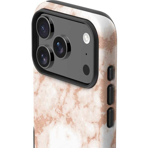 White Rose Gold Marble iPhone 17 Pro Max Impact Case