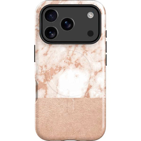 White Rose Gold Marble iPhone 17 Pro Max Magsafe Impact Case