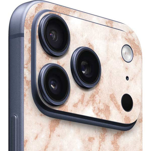 White Rose Gold Marble iPhone 17 Pro Skin