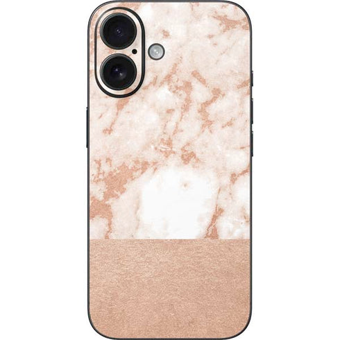White Rose Gold Marble iPhone 17 Skin