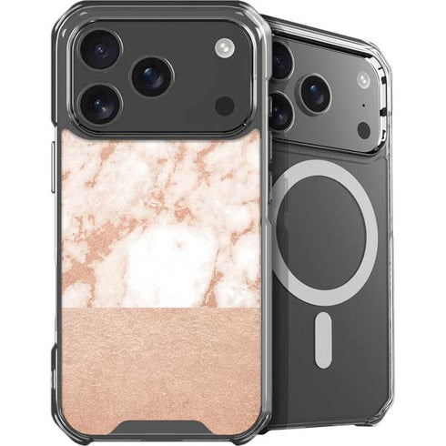 White Rose Gold Marble iPhone 18 Pro MagSafe Case