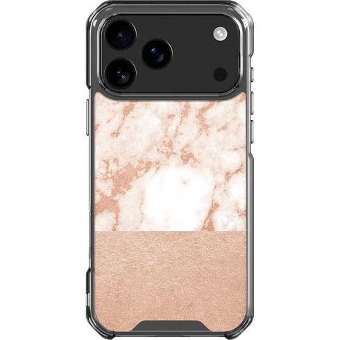 White Rose Gold Marble iPhone 18 Pro Max Clear Case