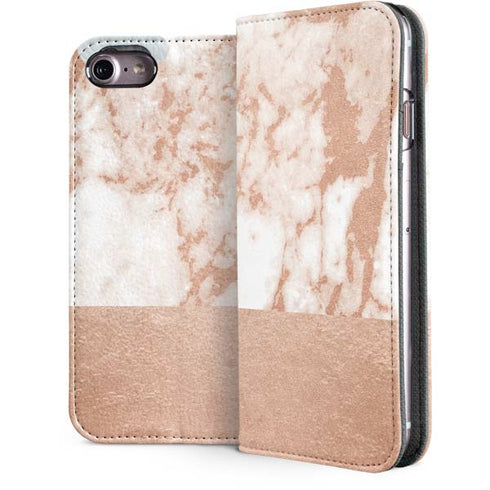White Rose Gold Marble iPhone 7 Folio Case