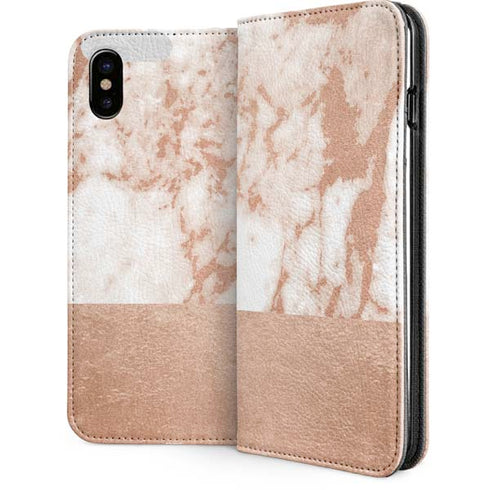 White Rose Gold Marble iPhone 8 Folio Case