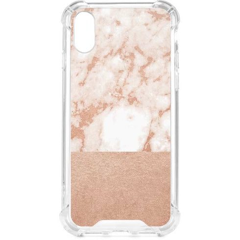 White Rose Gold Marble iPhone XS Clear Case