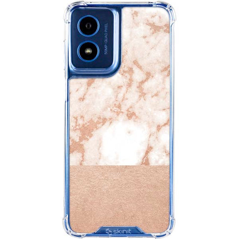 White Rose Gold Marble Moto G 5G (2024) Clear Case
