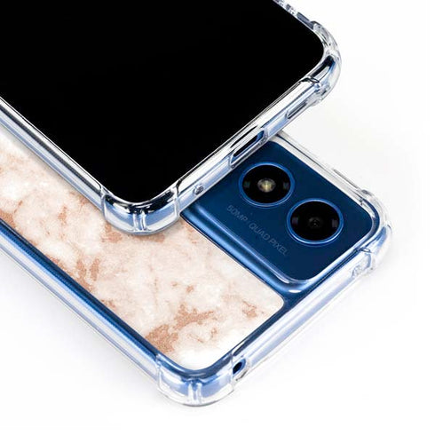 White Rose Gold Marble Moto G 5G (2024) Clear Case