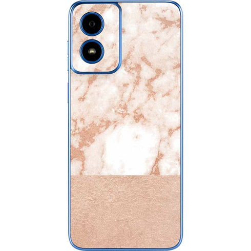 White Rose Gold Marble Moto G Play 4G (2024) Skin