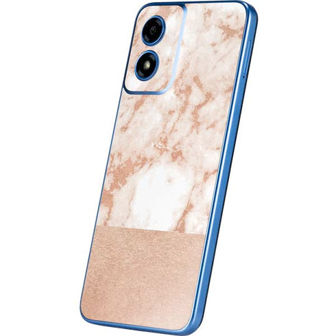 White Rose Gold Marble Moto G Play 4G (2024) Skin