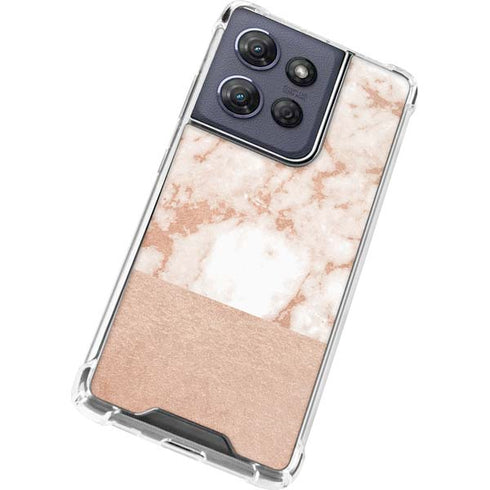 White Rose Gold Marble Moto G Play 5G (2025) Clear Case