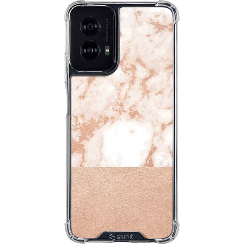 White Rose Gold Marble Moto G Power 5G (2024) Clear Case