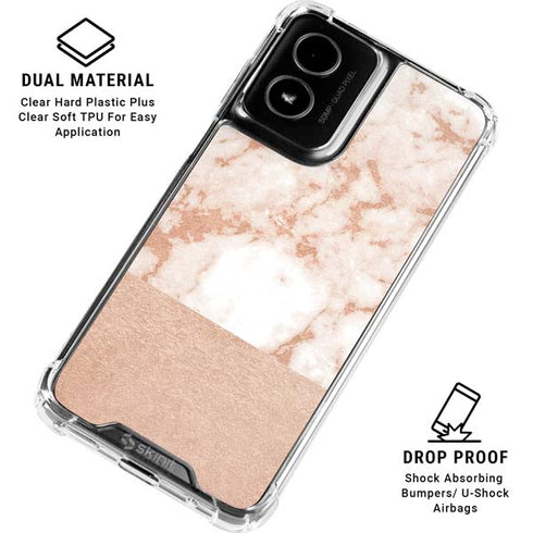 White Rose Gold Marble Moto G Power 5G (2024) Clear Case