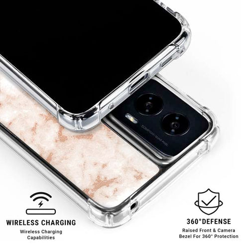 White Rose Gold Marble Moto G Power 5G (2024) Clear Case