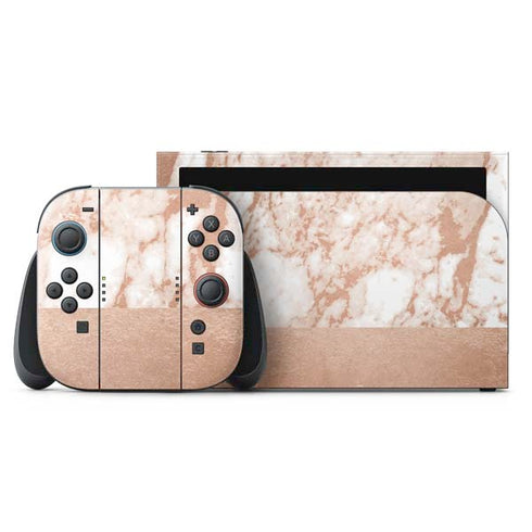 White Rose Gold Marble Nintendo Switch 2 (2025) with Joy-Con Skin
