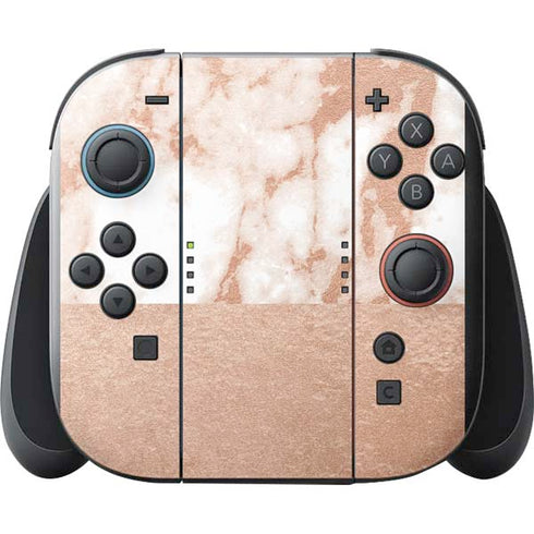 White Rose Gold Marble Nintendo Switch 2 (2025) with Joy-Con Skin