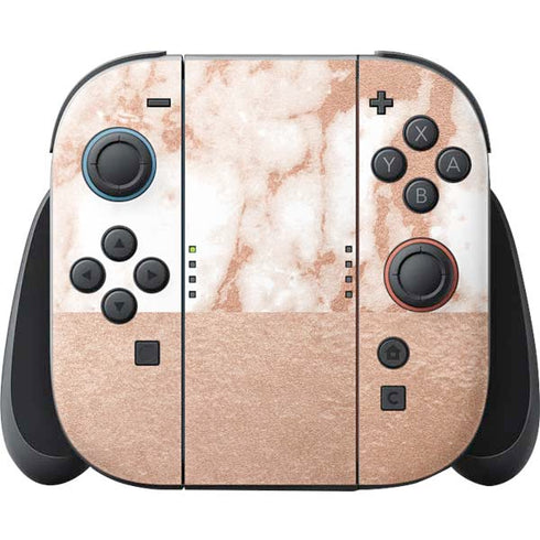 White Rose Gold Marble Nintendo Skins