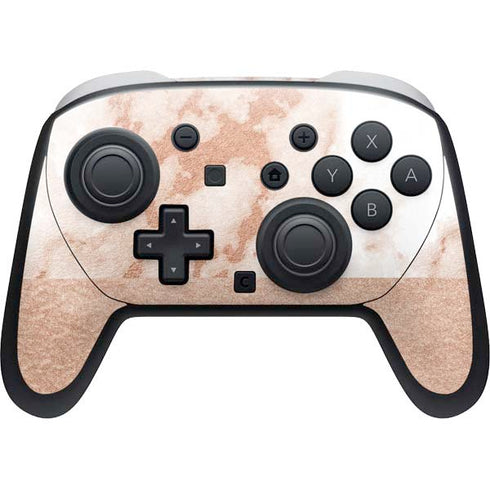 White Rose Gold Marble Nintendo Switch 2 (2025) Pro Controller Skin
