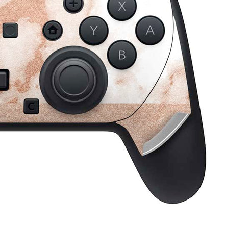 White Rose Gold Marble Nintendo Switch 2 (2025) Pro Controller Skin