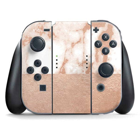 White Rose Gold Marble Nintendo Skins