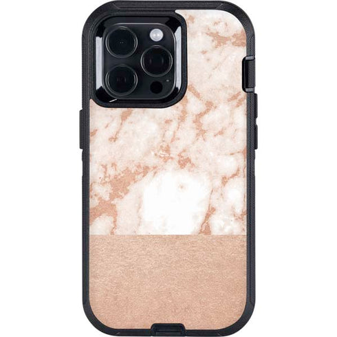 White Rose Gold Marble Otterbox Defender iPhone Skin