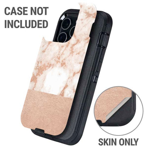 White Rose Gold Marble Otterbox Defender iPhone Skin
