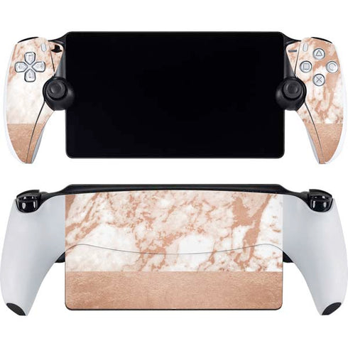 White Rose Gold Marble PlayStation PS5 Skins
