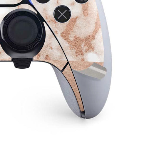 White Rose Gold Marble PS5 DualSense Edge Pro Controller Skin