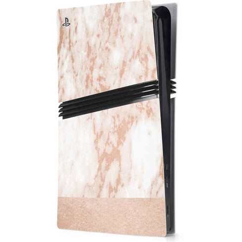 White Rose Gold Marble PS5 Pro Console Skin