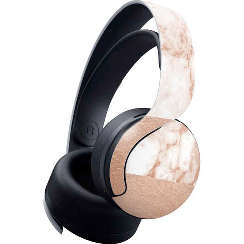 White Rose Gold Marble PlayStation PS5 Skins