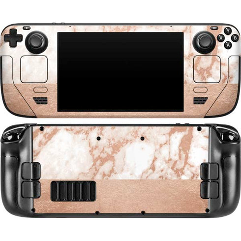 White Rose Gold Marble Steam Deck Handheld Gaming Computer OLED Skin