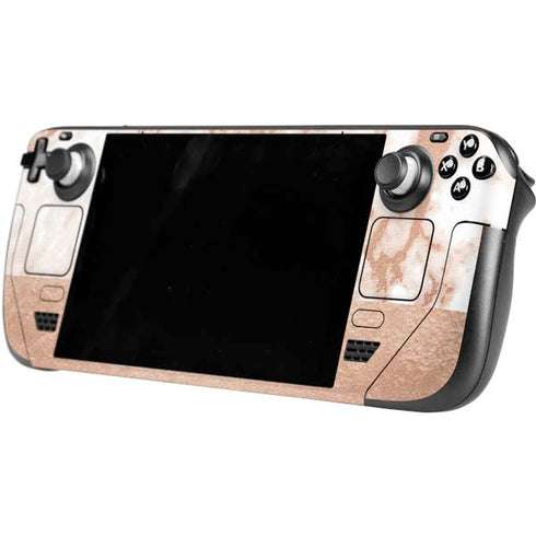 White Rose Gold Marble Steam Deck Handheld Gaming Computer OLED Skin