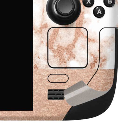 White Rose Gold Marble Steam Deck Handheld Gaming Computer OLED Skin