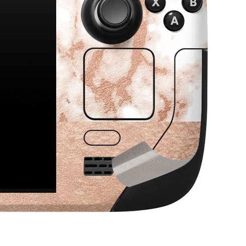 White Rose Gold Marble Steam Deck Handheld Gaming Computer Skin