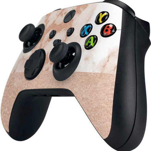 White Rose Gold Marble Xbox Series X Controller Skin