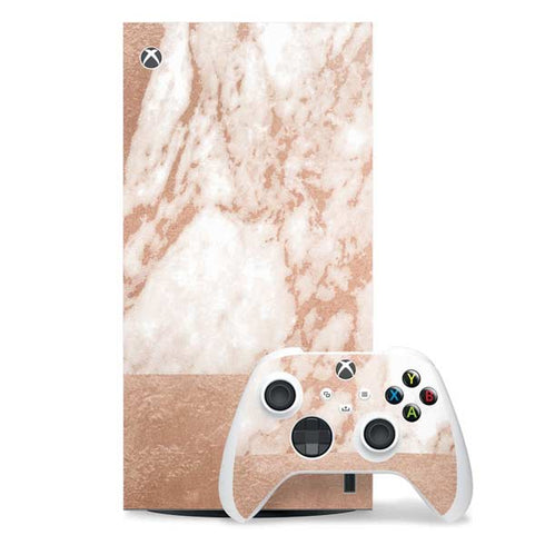 White Rose Gold Marble Xbox Series X Skins