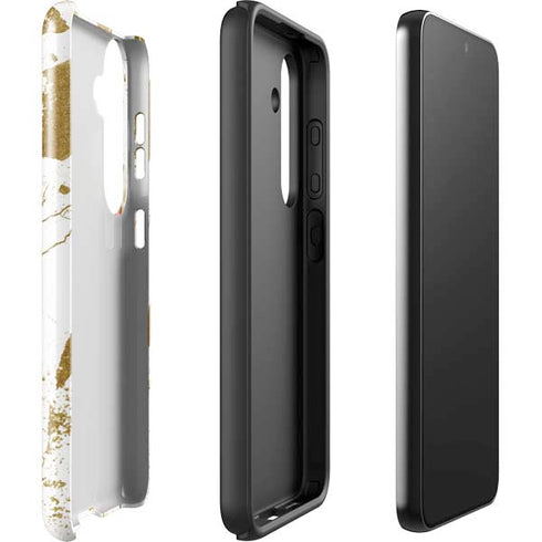 White Scattered Marble Galaxy S25 Plus Impact Case